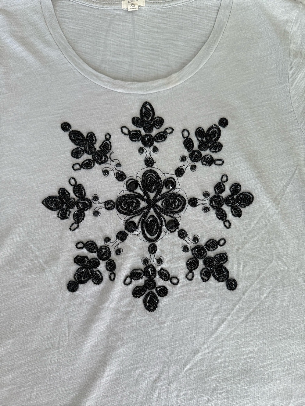 J.Crew 100% Cotton Embellished Snowflake T-Shirt – XS